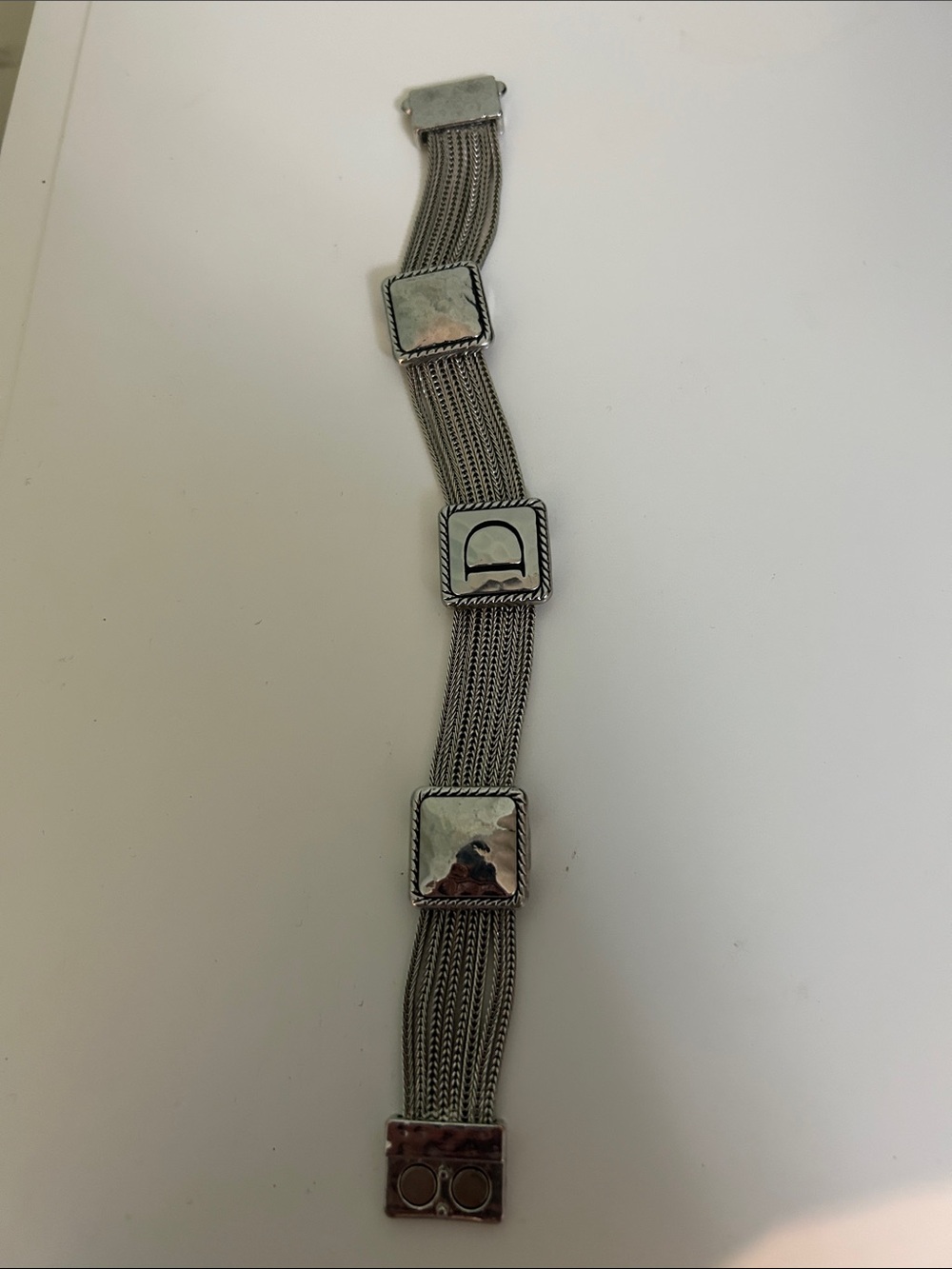 Silver Tone Multi-Panel Mesh Bracelet